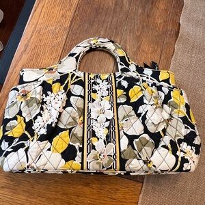 Vera Bradley Floral Tote Bag - Black, Yellow, Cream